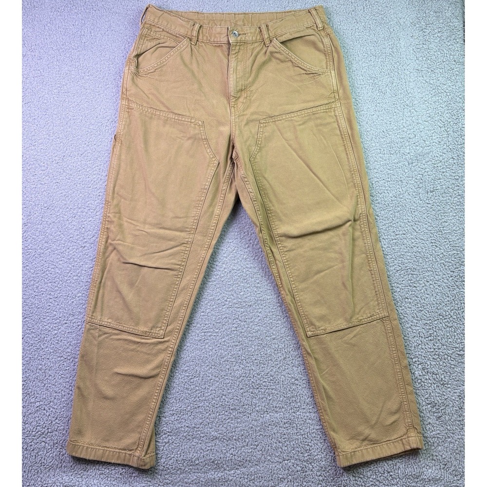 Uniqlo Double-Knee Pants Mens 32x30 Beige Canvas Streetwear High Rise